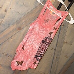 Coral Butterfly Cage Tank Top
